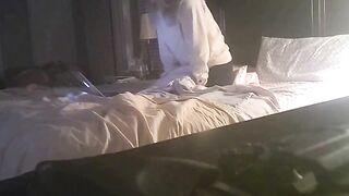 Hot lady in hidden cam pillow masturbation movie with lots of loud moaning