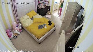 Spy camera teasing from stepsister and her close friend as they change