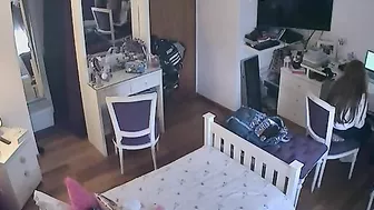 Stepsister shows her hot body in an IP cam XXX video with lots of teasing