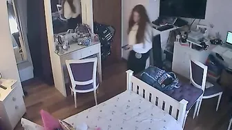 Stepsister shows her hot body in an IP cam XXX video with lots of teasing