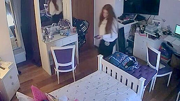 Stepsister shows her hot body in an IP cam XXX video with lots of teasing