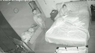 Someone peeks as European stepsister and stepbro fuck on the bed real hard