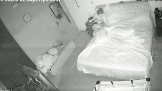 Someone peeks as European stepsister and stepbro fuck on the bed real hard