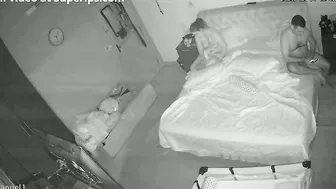 Someone peeks as European stepsister and stepbro fuck on the bed real hard