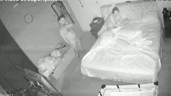 Someone peeks as European stepsister and stepbro fuck on the bed real hard