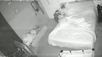 Someone peeks as European stepsister and stepbro fuck on the bed real hard