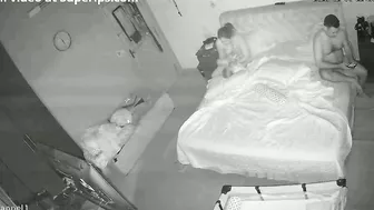 Someone peeks as European stepsister and stepbro fuck on the bed real hard