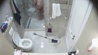 IP cam session showing a sexy stepsister showering before getting FUCKED