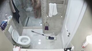 IP cam session showing a sexy stepsister showering before getting FUCKED