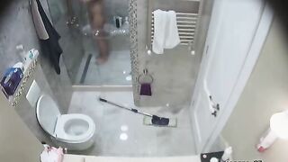 IP cam session showing a sexy stepsister showering before getting FUCKED