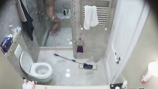 IP cam session showing a sexy stepsister showering before getting FUCKED