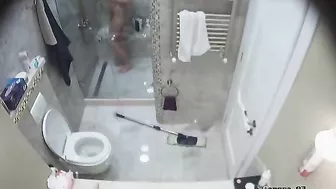 IP cam session showing a sexy stepsister showering before getting FUCKED