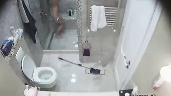 IP cam session showing a sexy stepsister showering before getting FUCKED