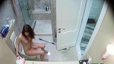 IP cam session showing a sexy stepsister showering before getting FUCKED