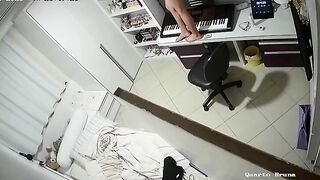 Twisted teen girl showing her wild ideas while fully nude in IP cam footage