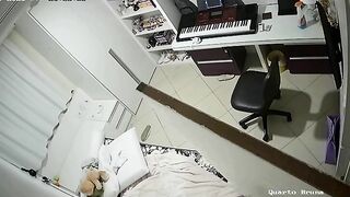 Twisted teen girl showing her wild ideas while fully nude in IP cam footage