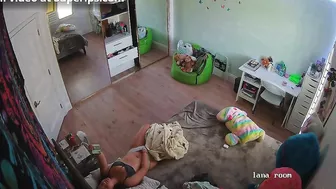 Sexy brunette teasing in IP cam video while talking on the phone like a WHORE