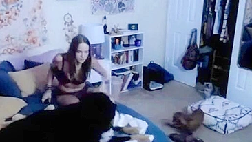 UK hottie uses toys to get herself off as her stepbro spies thru the camera