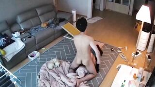 IP cam fuck scene showing Asian stepdaughter taking daddy's dick all the way in