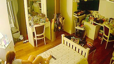 Canadian stepdaughter prepping for hardcore action in free IP cam  