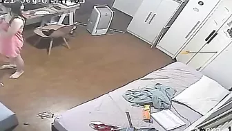 IP cam movie showing a phat assed European sister who just loves teasing