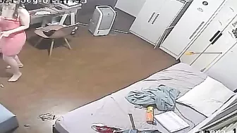 IP cam movie showing a phat assed European sister who just loves teasing