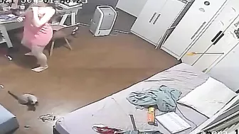 IP cam movie showing a phat assed European sister who just loves teasing