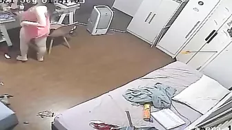 IP cam movie showing a phat assed European sister who just loves teasing