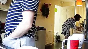 Old mom fucks dad as son peeks and spies from afar thru the camera