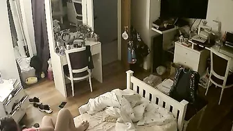 Redheaded hottie featured in IP cam porn movie with lots of kinky teasing