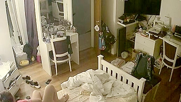 Redheaded hottie featured in IP cam porn movie with lots of kinky teasing