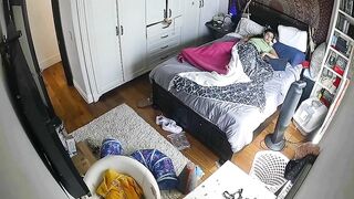 Canadian spycam footage showing a horny brunette who needs hard fucking