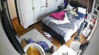 Canadian spycam footage showing a horny brunette who needs hard fucking