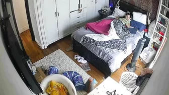 Canadian spycam footage showing a horny brunette who needs hard fucking