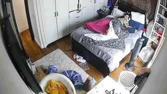 Canadian spycam footage showing a horny brunette who needs hard fucking