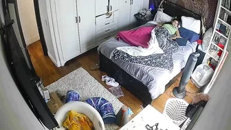 Canadian spycam footage showing a horny brunette who needs hard fucking