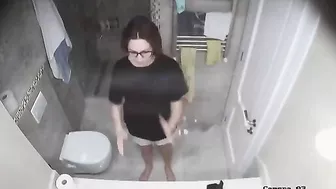 Glasses wearing spy cam hottie showing her pussy and being freaky as well