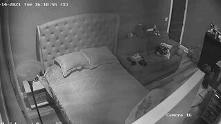 Wild IP cam vid showing a horny couple enjoying passionate screwing on the bed