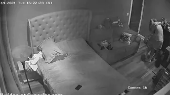 Wild IP cam vid showing a horny couple enjoying passionate screwing on the bed