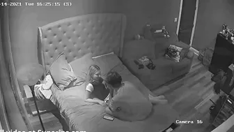 Wild IP cam vid showing a horny couple enjoying passionate screwing on the bed