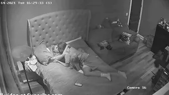 Wild IP cam vid showing a horny couple enjoying passionate screwing on the bed