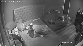 Wild IP cam vid showing a horny couple enjoying passionate screwing on the bed