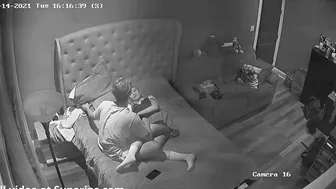 Wild IP cam vid showing a horny couple enjoying passionate screwing on the bed