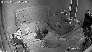 Wild IP cam vid showing a horny couple enjoying passionate screwing on the bed