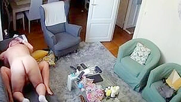 HD cam footage showing a sexy stepmom who takes dad's dick all the way inside