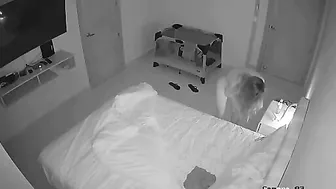 Mom masturbating as her son spies through the camera and jerks off too