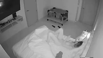 Mom masturbating as her son spies through the camera and jerks off too