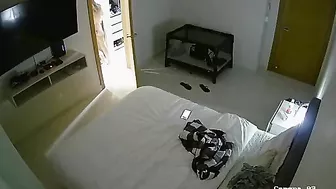 Mom masturbating as her son spies through the camera and jerks off too