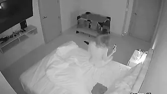 Mom masturbating as her son spies through the camera and jerks off too