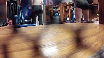 Changing room hidden cam footage showing stepsisters and step teammates as well